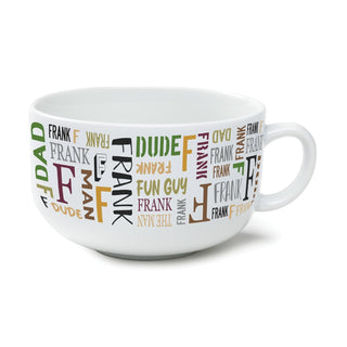 Colorful Name Pattern For Him Ceramic Bowl with Handle