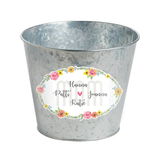 Mom Floral Wreath Personalized 6" Tin Bucket