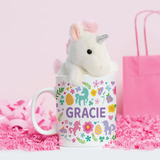 Unicorn palm pal with pattern mug with name