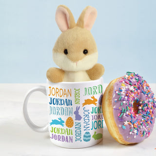 Tan bunny palm pal with easter bunny mug 