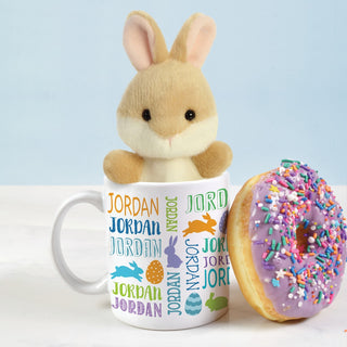 Tan Bunny Palm Pal With Personalized Easter Bunny Mug - 11 oz.