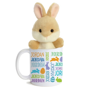 Tan Bunny Palm Pal With Personalized Easter Bunny Mug - 11 oz.