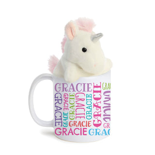 Sassy Unicorn Palm Pal With Personalized Bright Name Mug - 11 oz.