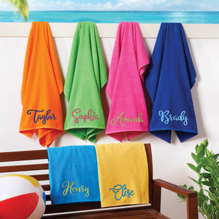 My Name Script Font Embroidered Small Beach Towel