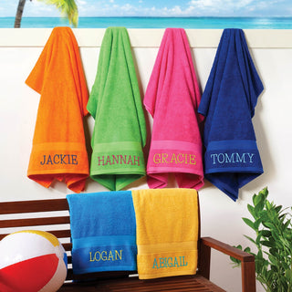 My Name Block Font Embroidered Large Beach Towel
