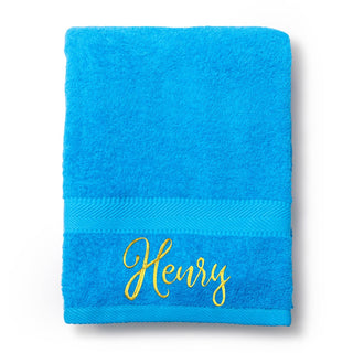 My Name Script Font Embroidered Large Beach Towel