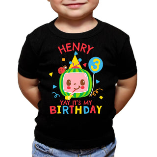 CoComelon Yay Its My Birthday Black T-Shirt
