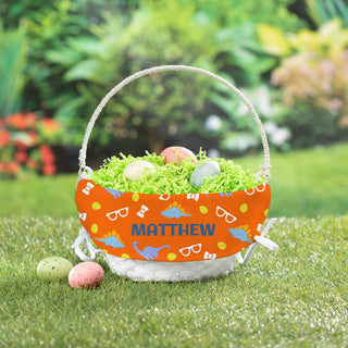 Blippi Dinosaur White Easter Basket with Orange Liner