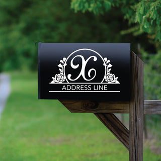 Floral Initial Personalized White Mailbox Decal