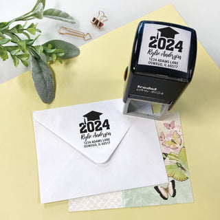 Hats Off To The Graduate Personalized Return Address Rubber Stamp