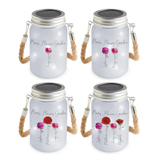 Her Flower Garden Personalized Frosted Mason Jar with White Lights