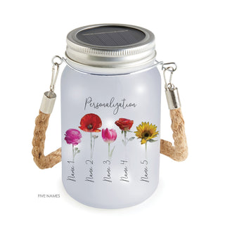 Her Flower Garden Personalized Frosted Mason Jar with White Lights