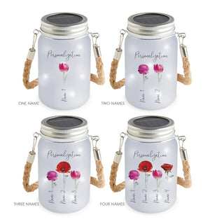 Her Flower Garden Personalized Frosted Mason Jar with White Lights