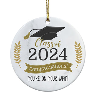 Personalized Class Of Graduation Round Ceramic Ornament