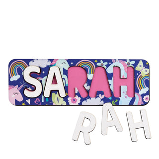 Pretty Unicorn Wood Name Puzzle 2-5 Letters