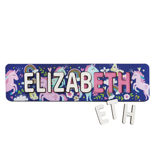 Pretty Unicorn Wood Name Puzzle 6-9 Letters