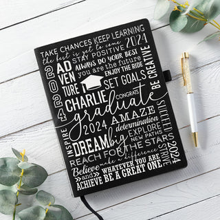 Words of Wisdom Graduate Personalized Black Journal