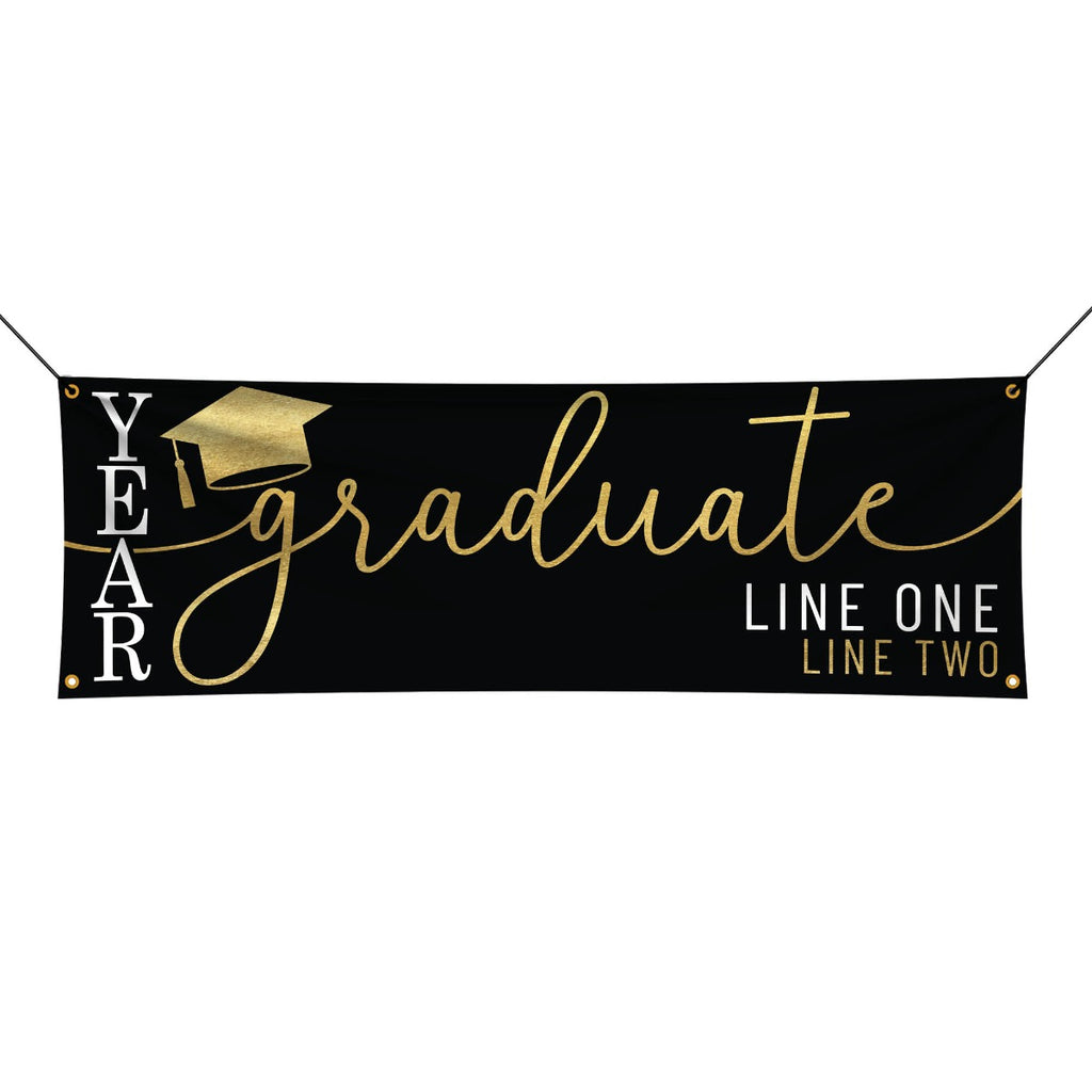 Graduate Gold Cap Banner – Personalized Planet