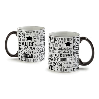 Words of Wisdom Graduate White Coffee Mug with Black Rim and Handle-11oz