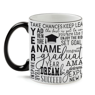 Words of Wisdom Graduate White Coffee Mug with Black Rim and Handle-11oz