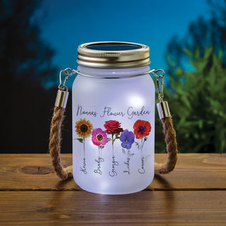 Her Flower Garden Personalized Mason Jar with White Lights