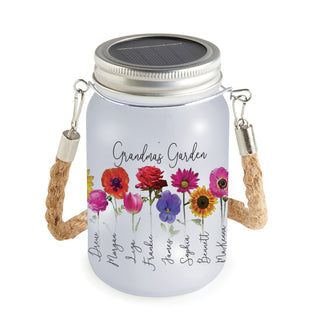 Her Flower Garden Personalized Mason Jar with White Lights