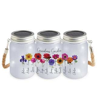 Her Flower Garden Personalized Mason Jar with White Lights