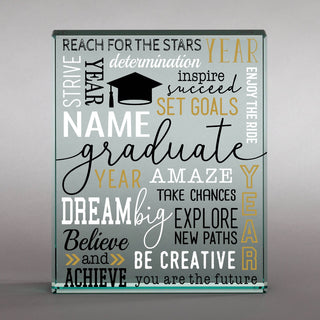 Words Of Wisdom Graduate Personalized Glass Keepsake