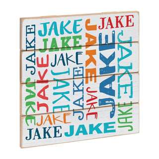 Primary Colors Name Pattern Personalized Wood Shiplap Art