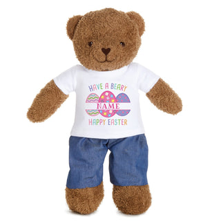 Have a Beary Happy Easter with Pink Name Bear Plush