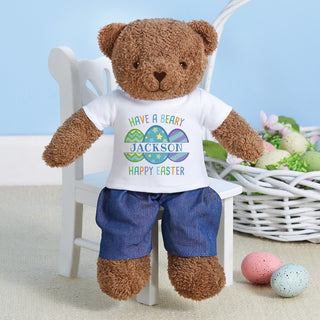 Have a Beary Happy Easter with Blue Name Bear Plush