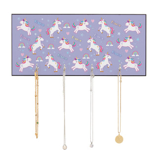 Lavender Unicorn Name Pattern Personalized Wood Jewelry Holder