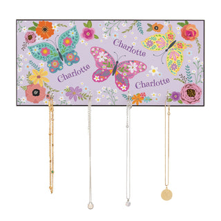 Butterfly Name Pattern Personalized Wood Jewelry Holder