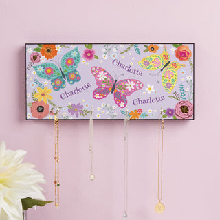 Butterfly wood jewelry holder with name