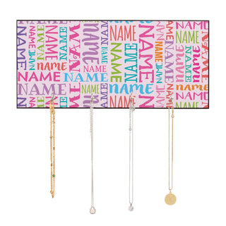 Colorful Name Pattern Personalized Wood Jewelry Holder