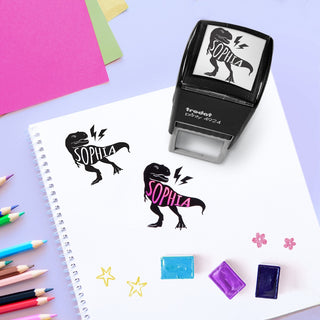 T-rex rubber stamp with name