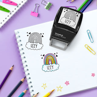 Rainbow rubber stamp with name