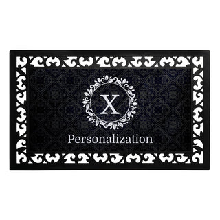 Flourish Initial Personalized Narrow Doormat with Frame