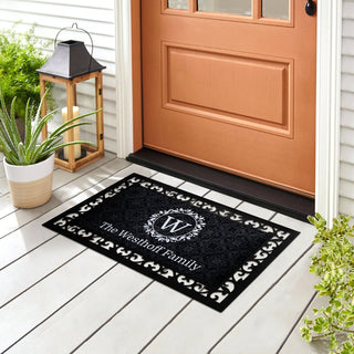 Doormat rubber frame set with name and initial 