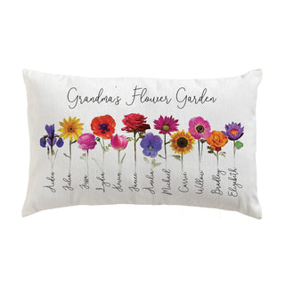Her Flower Garden Personalized Lumbar Throw Pillow