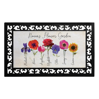 Her Flower Garden Personalized Narrow Doormat with Frame