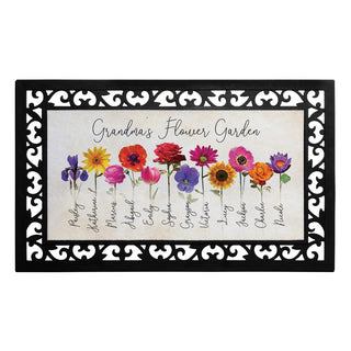 Her Flower Garden Personalized Narrow Doormat with Frame