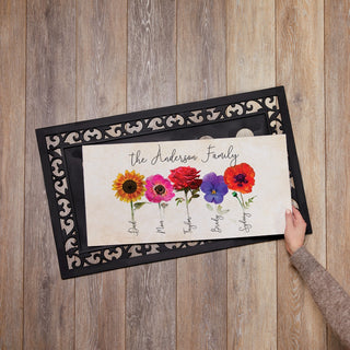 Her Flower Garden Personalized Narrow Doormat with Frame