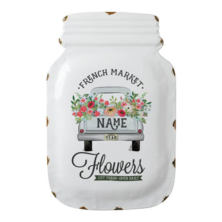 French Market Personalized Mason Jar Enamel Sign