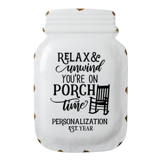 Porch Time Personalized Mason Jar Enamel Sign