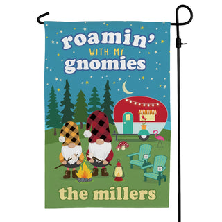 Roamin' With My Gnomies Camper Personalized Garden Flag