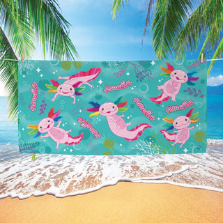 Summer Lovin' Axolotl Personalized Beach Towel