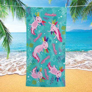 Summer Lovin' Axolotl Personalized Beach Towel