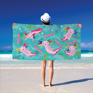 Summer Lovin' Axolotl Personalized Beach Towel
