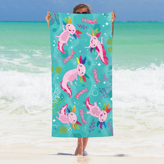 Summer Lovin' Axolotl Personalized Beach Towel